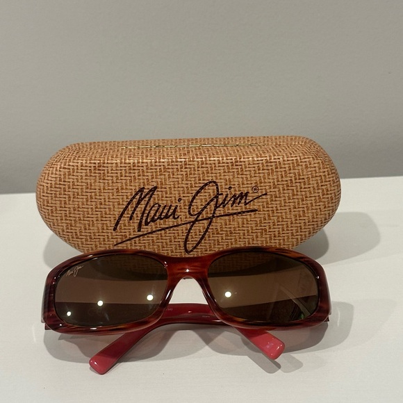 Maui Jim Punchbowl Wood Grain & Pink Sunglasses with Original Case - Picture 1 of 6